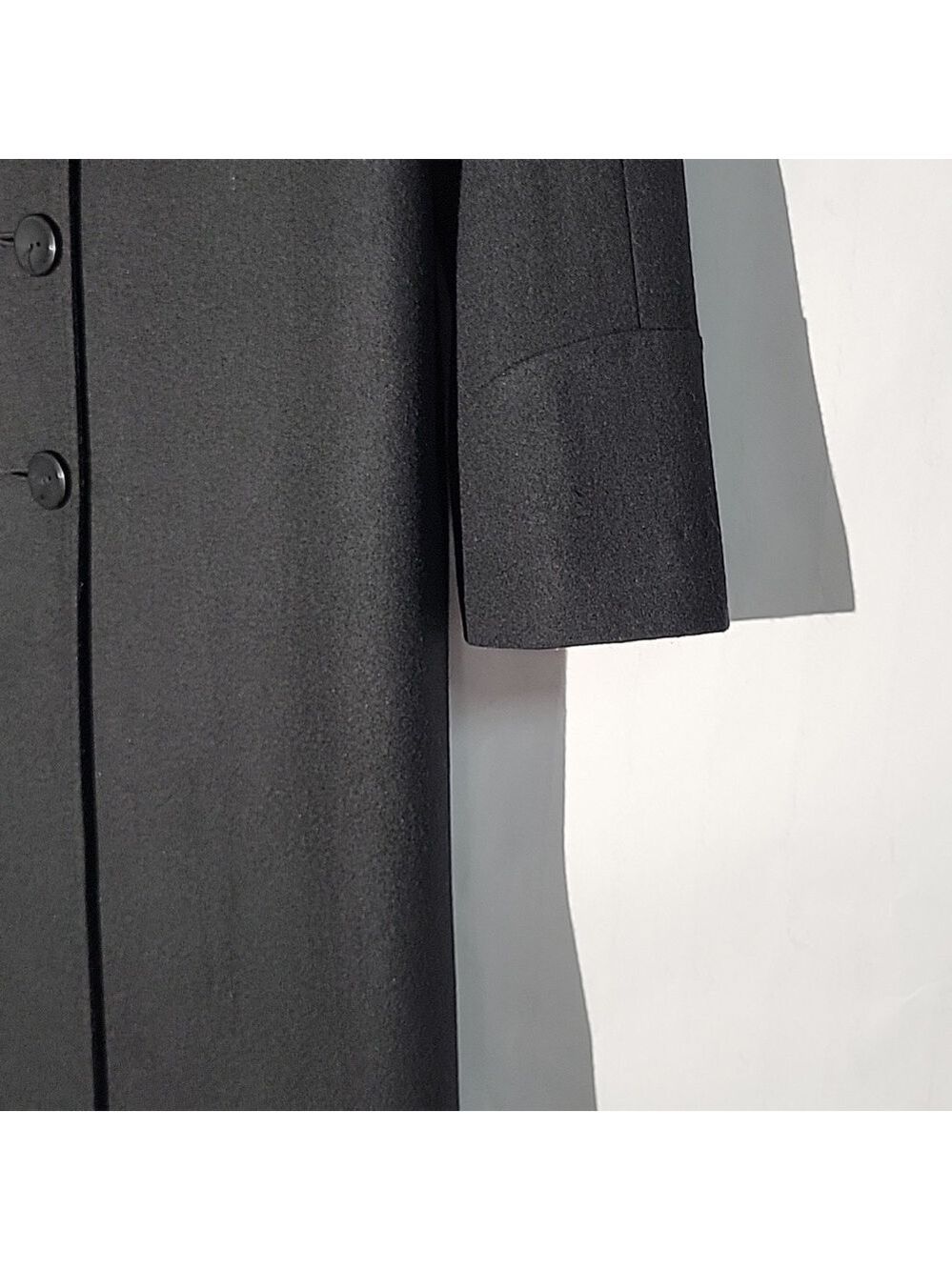 Women's Braefair Vintage Black Wool Mix Overcoat, Size 12 - Picture 4 of 16